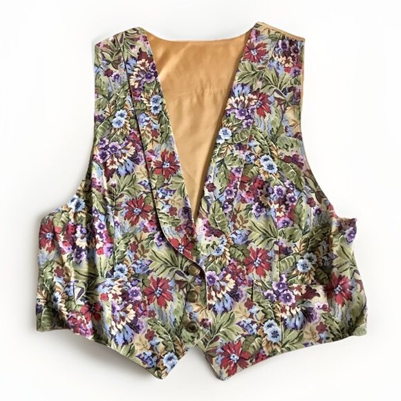 R.J. Stevens Tops - R.J. Stevens‎ 90s Floral Brocade Vest Size 16 Cottagecore